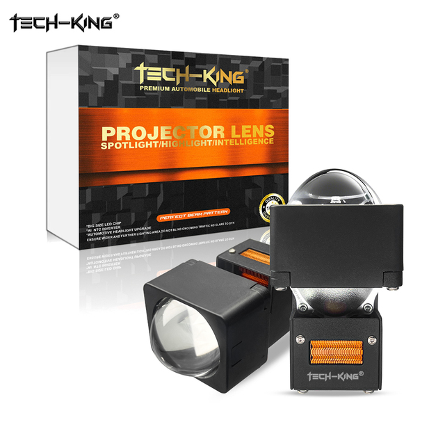 TECH-KING Car LED Headlights Double Cup 1.5 Inch matrix Module Bi Led Projector Lens High Low Beam H4 Laser Headlights Mini Lens