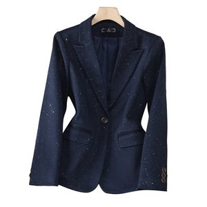 Women's Brown <b>Sequined</b> Suit Set Satin Anti-Wrinkle Professional Workwear Casual Style - Product Image 5