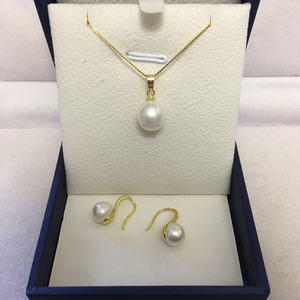 <span class=keywords><strong>Set</strong></span> di gioielli di perle d'acqua dolce naturali in argento 925 da 18 pollici con collana di orecchini, perla di riso AAA da 8 mm - Product Image 5