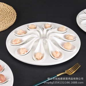 Shrimp Paste Plate Melamine 12-Slot <b>Round</b> <b>Serving</b> <b>Tray</b> For Hot Pot Restaurant Tableware Food Display - Product Image 2