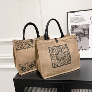 Sac à main pour femme de style coréen Sac fourre-tout en <span class=keywords><strong>coton</strong></span> <span class=keywords><strong>et</strong></span> <span class=keywords><strong>lin</strong></span> de grande capacité à bandoulière unique avec imprimés de navettage - Product Image 3