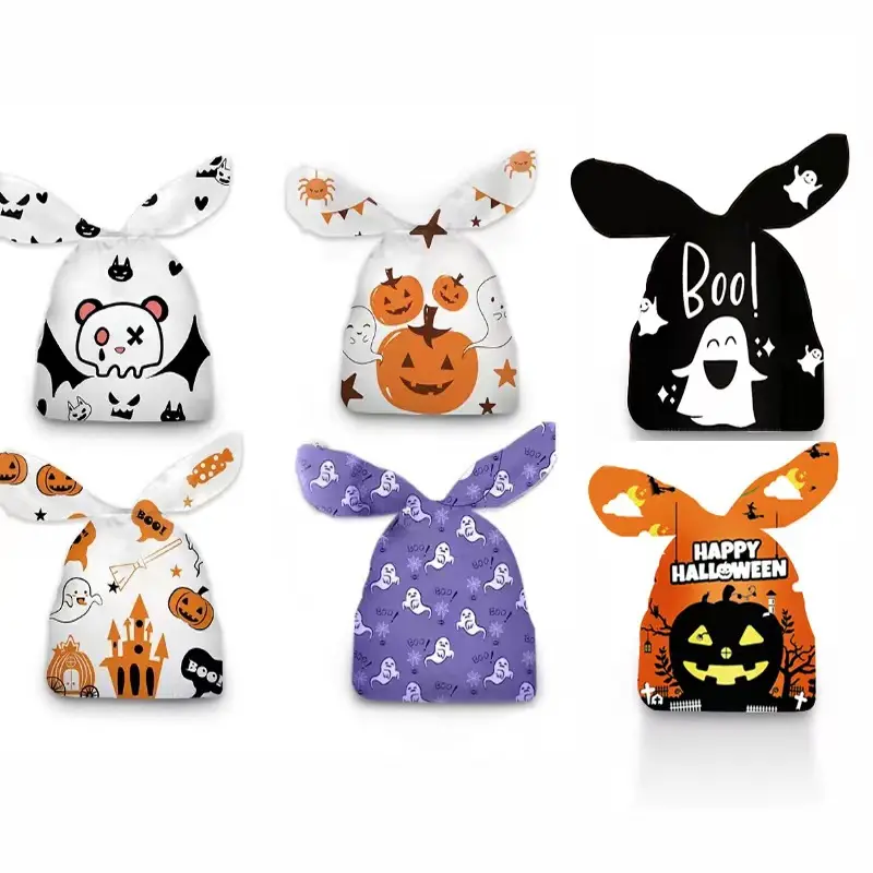 Drawstring Gift Bags Candy Bag Suitable For Halloween Party Kids Trick Or Treat Pouch Plastic Pouches 50 Pcs