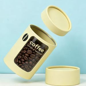 Cilindro de Papel Kraft de Grado Alimenticio de Lujo Personalizado con Ventana, Caja de Embalaje para Granos de Café y Té - Product Image 1