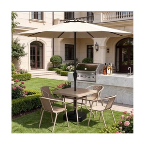 Conjunto de Mesa de Comedor <span class=keywords><strong>para</strong></span> Exterior y 2 Sillas, Estructura Metálica, Tablero de Vidrio, con Sombrilla <span class=keywords><strong>para</strong></span> <span class=keywords><strong>Patio</strong></span>, Jardín, Bistro, <span class=keywords><strong>para</strong></span> 2 Personas - Product Image 6