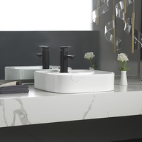 Lavabo en céramique de grande taille, de forme carrée, résistant aux hautes températures, pour comptoir de salle de bain