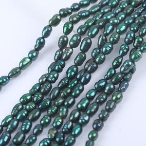 Perlas de Agua Dulce Naturales en Forma de Arroz, Color Verde Pistacho, 18cm 4-5mm, Semiterminadas en Hilo para Collar DIY, Venta al Por Mayor - Product Image 5