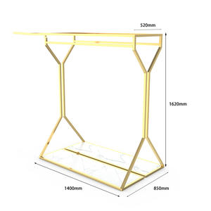 Estante de ropa colgante de doble cara personalizado, estante de exhibición de ropa para bolsas de zapatos, estantes de ropa dos en 1, estante de ropa dorado - Product Image 3