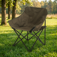 Nouvelle chaise lune pliable en fer – Chaise longue portable pour camping et dortoir, forme ronde