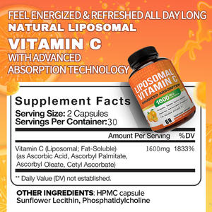 OEM ODM liposomal vitamina C 1600mg antioxidante alta absorción grasa Soluble ácido ascórbico suplementos vitamínicos absorción mejorada - Product Image 2