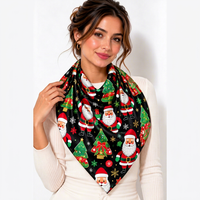 Écharpe de fête pour femme, foulard carré de Noël, doux, imprimé numériquement, tendance, personnalisable OEM ODM, marque privée
