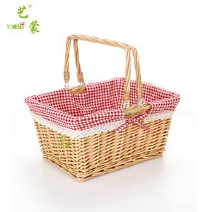 Cesta de picnic rectangular de ratán con asa para almacenamiento de frutas y uso en exteriores - Product Image 3