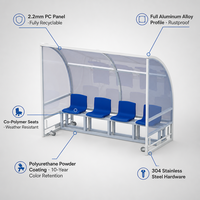 Banc de football portable de luxe en alliage d'aluminium avec auvent sur roues, imperméable, pour joueurs, abri de stade extérieur