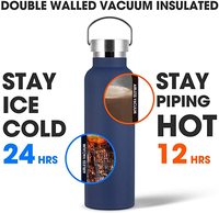 Thermos américain à double paroi en acier inoxydable avec poignée, rétention de chaleur de 12 à 24 heures, bouteille d'eau isolée portable