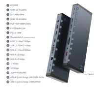 Estación de acoplamiento USB C 18 en 1 con doble 4K HD4K y 8K DP Triple Monitor USB C Dock para Mac Book Laptop PC USB Hubs