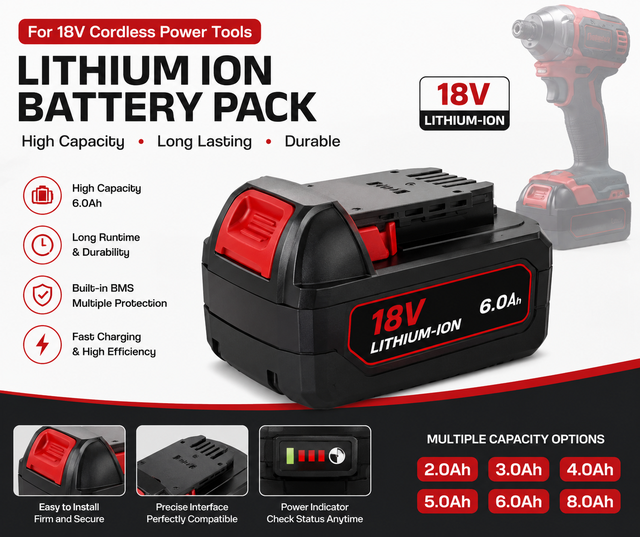Cordless Tool Replacement Lithium Battery 8.0Ah for M18 XC Series Lithium Battery Pack