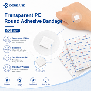 DERBAND OEM Pansement adhésif rond transparent en PE 25mm Stérile EO Emballé individuellement Imperméable Pansement ponctuel Marque privée - Product Image 3