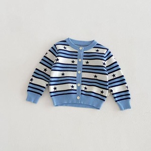 Cardigan en tricot à rayures étoilées, boutonné, décontracté, pour l'école, usage quotidien, unisexe, pour enfants, <span class=keywords><strong>pull</strong></span>, haut - Product Image 6