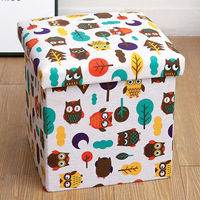 Tissu en lin Table basse Cube pliant organisateur stockage pouf banc repose-pieds tabouret