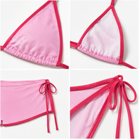 Ensemble bikini 3 pièces pour femme, écologique, col halter, taille haute, avec broderie personnalisée sur le devant, style sportif contrastant