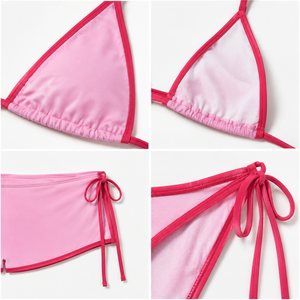 Women's Eco Friendly Halter <b>Neck</b> High Waist Bikini 3 Piece Set with Custom Logo Sports Style Clashing Bathing Suits - Product Image 3