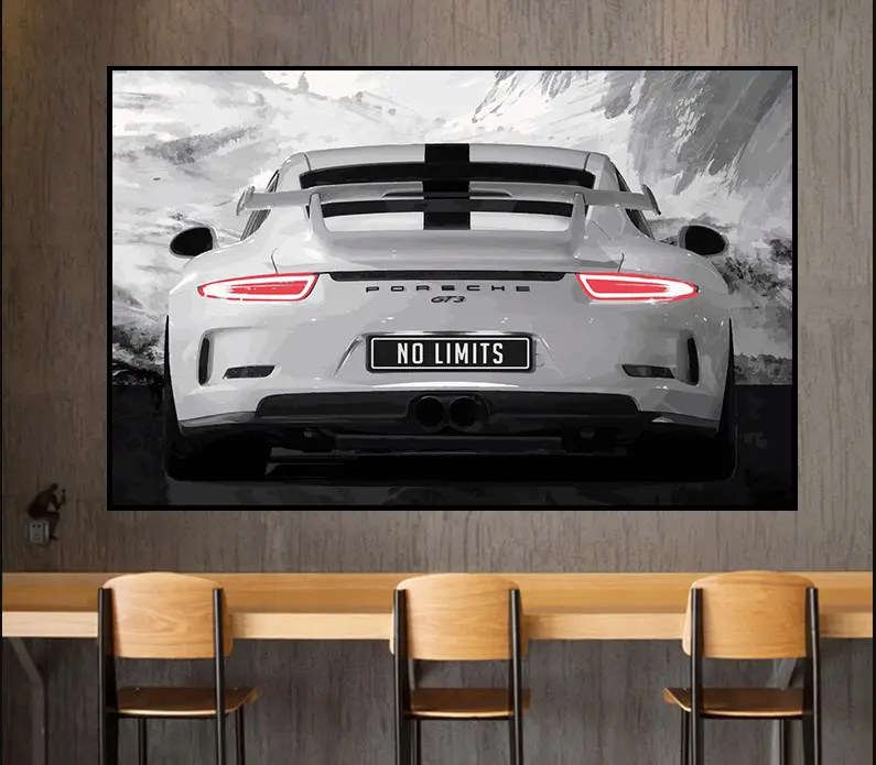 Inspirerende Citaten Geen Limiet Geen Risico Geen Rari Sport Auto Voor Kantoor Muur Decor Foto Caudros Voor Huisdecoratie Canvas schilderen