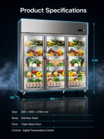 Réfrigérateur Vitrine à Porte Vitrée Électrique Vertical avec Dégivrage Automatique et Contrôle Numérique de la Température pour Bar, Réfrigérateur à Bière Vertical