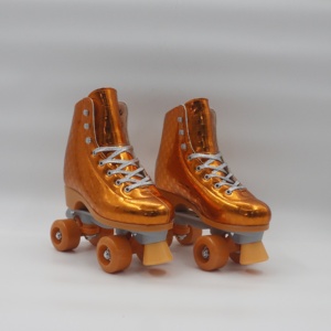<span class=keywords><strong>Patines</strong></span> holográficos de cuero PU de alta calidad para <span class=keywords><strong>mujer</strong></span>, <span class=keywords><strong>patines</strong></span> cuádruples de cuatro ruedas de doble fila amarillo dorado brillante para edades de 8 a 50 años - Product Image 4