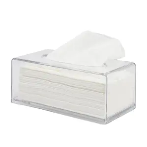 Clear Acrylic Facial Tissue Box Cover Holder- Rectangle Organizer for Bathroom Vanity, Countertops, Tables