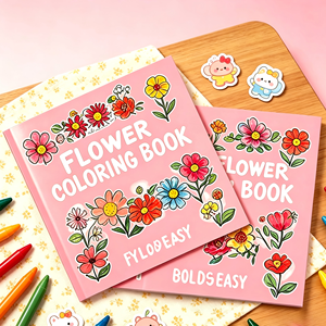 Libro para Colorear para Niños de Jardín de Infancia, 40 Dibujos de Flores, Tapa Dura, Impresión en Papel de Arte, Gran Venta - Product Image 3