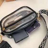 Sac bandoulière transparent en PVC personnalisé 2026, approuvé pour les stades, rose tendance, avec large sangle amovible, pliable