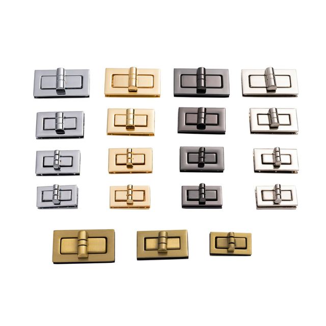 Custom Logo Metal Bag Clasp Press Lock Accessories Alloy Rectangle Handbag Push Lock Metal Turn Twist Lock for Women Bag