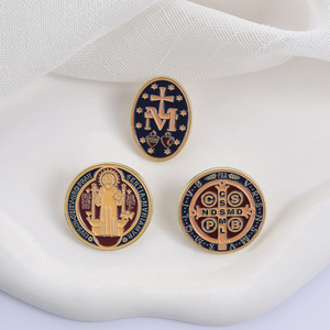 Pins Esmaltados de Medalla de Cruz Católica, Broche de Oración Latina de San Benito y la Virgen María, Joyería <span class=keywords><strong>Religiosa</strong></span>, Regalo - Product Image 3