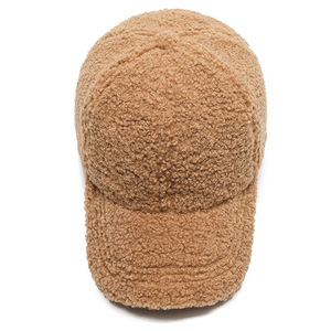 <b>Ladies</b> Warm <b>Teddy</b> <b>Fleece</b> Baseball Cap Soft Fluffy Adjustable Peaked Hat For Cold Season Daily Outside Walking Street Style Wear - Product Image 3