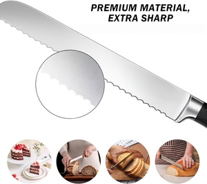 Couteau à pain de haute qualité en acier inoxydable avec lame dentelée pour une utilisation en cuisine avec poignée ergonomique - Product Image 4