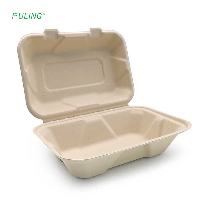 FULING Biodegradable Sugarcane Pulp Lunch Disposable Box Bagasse Food ...