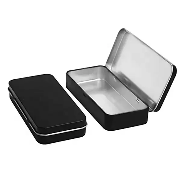 China Factory Custom Rectangle Tin Box Wholesale Metal Empty Tin Storage Can With Hinged Lid