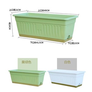 <b>Rectangular</b> Plastic Nursery <b>Pot</b> With Drainage Holes For Balcony Vegetable <b>Planting</b> Green And White Color Combination Desktop - Product Image 3