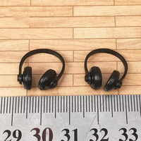 Juego de auriculares en miniatura para decoración de escena de sala de ordenadores de casa de muñecas 1 12, color negro y rojo