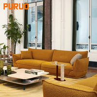 Canapé modulaire PURUO en tissu tufté gris clair beige et cuir PU, avec pieds en métal, design moderne, pour salon de villa de luxe