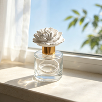 Diffuseur d'huiles essentielles en pierre parfumée, en plâtre, en céramique de porcelaine faite à la main, en forme de fleur, pour la maison, en bouteille de verre de 100 ml, en stock