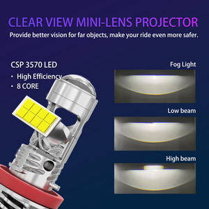 مصباح أمامي LED للسيارة من سلسلة RYD BF طراز H11 H8 H9 H16 مع عدسة صغيرة ووظيفة العرض، سهل التركيب، بتقنية CSP، 6400 لومن، 64 واط، مزود بمروحة. - Product Image 3