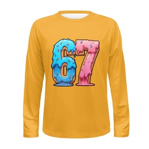 T-shirt a maniche lunghe con grafica 67 Donut per uomo e donna - Abbigliamento streetwear alla moda, diversi colori (giallo/arancione/blu) - Product Image 2
