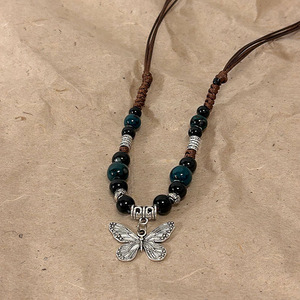 Collier pendentif cloche papillon en bambou de style ethnique vintage, accessoire unisexe, nouvelle tendance <span class=keywords><strong>2023</strong></span>, longue chaîne, cadeau de Jingdezhen - Product Image 4