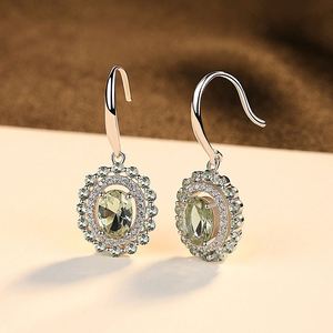 Ensemble de bijoux de luxe classique en zircon vert ovale 6*8mm pour femmes, fiançailles, mariage, plaqué rhodium, livraison gratuite - Product Image 6