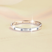 Bague d'éternité en argent sterling S925 sertie de moissanite VVS1, fine et empilable, pour femme - Vente en gros usine
