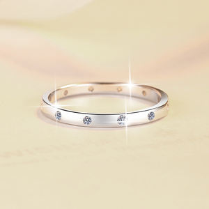 Gioielli Husky Fine moda <span class=keywords><strong>donna</strong></span> semplice S925 argento Sterling GRA VVs1 Moissanite anello impilabile banda <span class=keywords><strong>di</strong></span> donne - Product Image 3