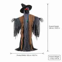 Décoration de sorcière squelette d'Halloween SIPKLR, ornement motorisé pour maison hantée avec bras oscillants et yeux lumineux
