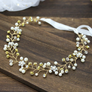 Qushine Beads <strong>Hair</strong> Jewelry Pearl Crystal Leaf Bride Tiaras <strong>Wedding</strong> <strong>Hair</strong> <strong>Band</strong> Accessories - Product Image 2