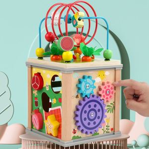 Cube d'activités en bois Montessori 7-en-1 pour le premier anniversaire des garçons et des filles, centre de jeu éducatif de tri, jouet d'éveil - Product Image 5