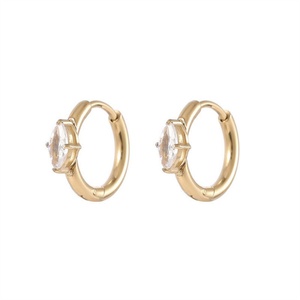 Fashion <b>Fine</b> Stainless Steel Zircon Charm <b>Earring</b> 18k Gold Plated Hoop <b>Earring</b> - Product Image 1